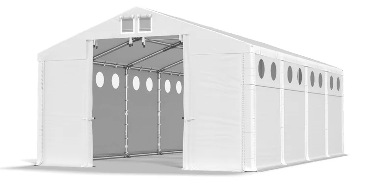 Skladová hala 6×8×2 m (oceľ + PVC 600g)